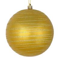 Vickerman 6" Gold Candy Glitter Ball Ornament (3 pack)