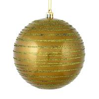 Vickerman 6" Olive Candy Glitter Ball Ornament (3 pack)