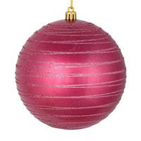 Vickerman 6" Berry Red Candy Glitter Ball Ornament (3 pack)