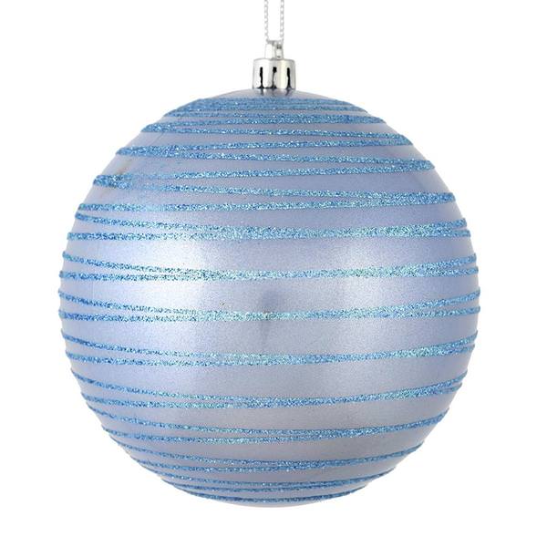 6" Periwinkle Candy Glitter Ball Ornament (3 pack)