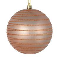 Vickerman 6" Rose Gold Candy Glitter Ball Ornament (3 pack)