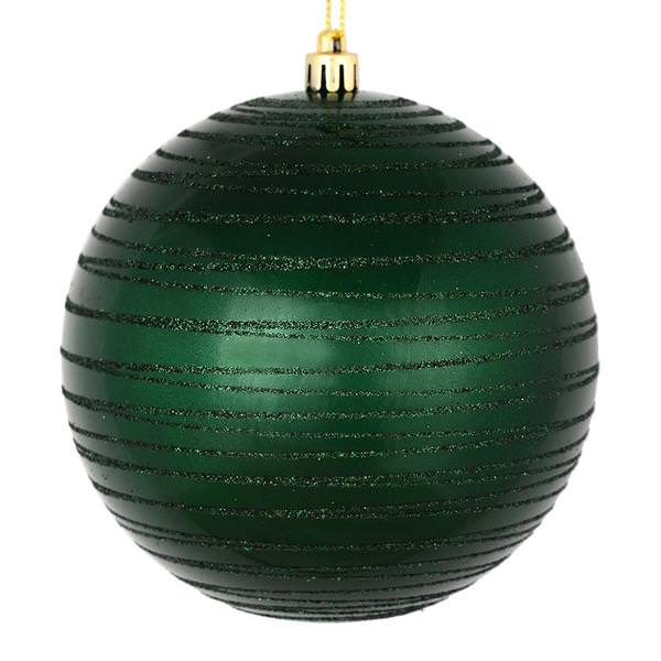 6" Midnight Green Candy Glitter Ball Ornament (3 pack)