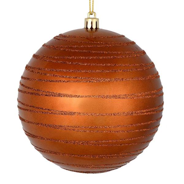 6" Copper Candy Glitter Ball Ornament (3 pack)