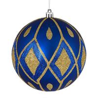 Vickerman 4" Blue Matte Glitter Diamond Ball Ornament (4 pack)