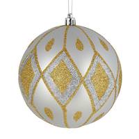 Vickerman 4" Silver Matte Glitter Diamond Ball Ornament (4 pack)