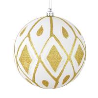Vickerman 4" White Matte Glitter Diamond Ball Ornament (4 pack)