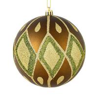 View 4" Olive Matte Glitter Diamond Ball Ornament (4 pack)
