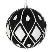 Vickerman 4" Black Matte Glitter Diamond Ball Ornament (4 pack)
