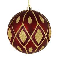 Vickerman 4" Wine Matte Glitter Diamond Ball Ornament (4 pack)