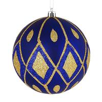 Vickerman 4" Cobalt Blue Matte Glitter Diamond Ball Ornament (4 pack)