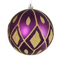 Vickerman 4" Plum Matte Glitter Diamond Ball Ornament (4 pack)