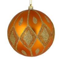 Vickerman 4" Antique Gold Matte Glitter Diamond Ball Ornament (4 pack)