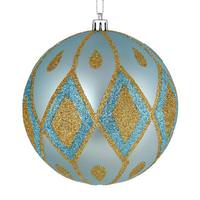 Vickerman 4" Baby Blue Matte Glitter Diamond Ball Ornament (4 pack)