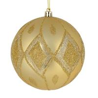 Vickerman 4" Champagne Matte Glitter Diamond Ball Ornament (4 pack)