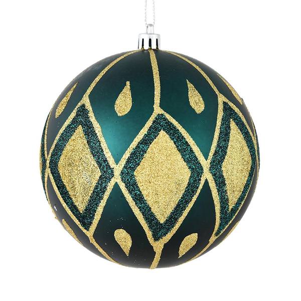 4" Sea Blue Matte Glitter Diamond Ball Ornament (4 pack)