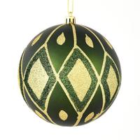 Vickerman 4" Moss Green Matte Glitter Diamond Ball Ornament (4 pack)