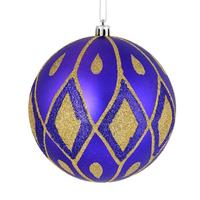 Vickerman 4" Purple Matte Glitter Diamond Ball Ornament (4 pack)