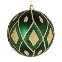 Vickerman 4" Midnight Green Matte Glitter Diamond Ball Ornament (4 pack)