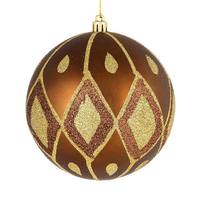 Vickerman 4" Mocha Matte Glitter Diamond Ball Ornament (4 pack)