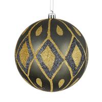 Vickerman 4" Pewter Matte Glitter Diamond Ball Ornament (4 pack)