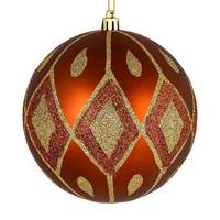 Vickerman 4" Copper Matte Glitter Diamond Ball Ornament (4 pack)