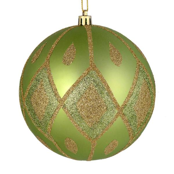 4.75" Celadon Matte Glitter Diamond Ball Ornament (4 pack)