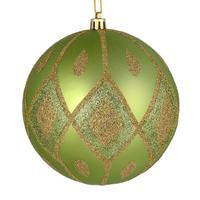 Vickerman 4.75" Celadon Matte Glitter Diamond Ball Ornament (4 pack)