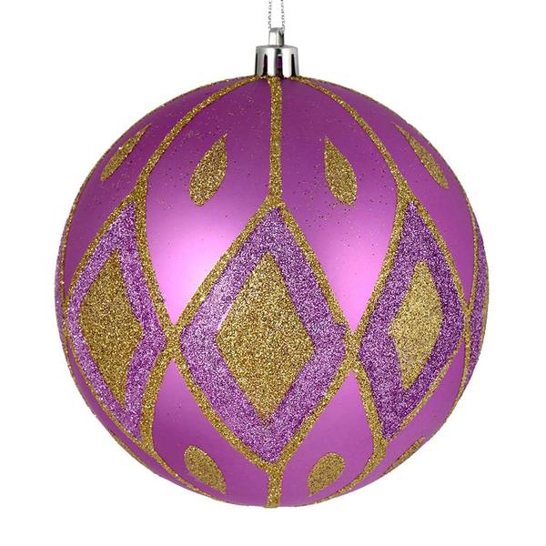 4.75" Orchid Matte Glitter Diamond Ball Ornament (4 pack)