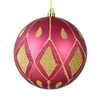 Vickerman 6" Berry Red Matte Glitter Diamond Ball Ornament (3 pack)