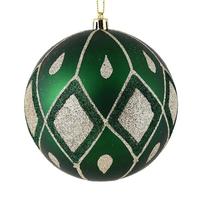 View 6" Emerald Matte Glitter Diamond Ball Ornament (3 pack)
