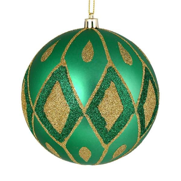 6" Seafoam Matte Glitter Diamond Ball Ornament (3 pack)