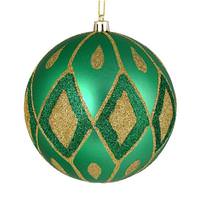 Vickerman 6" Seafoam Matte Glitter Diamond Ball Ornament (3 pack)