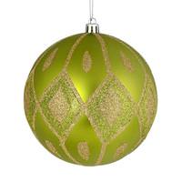 Vickerman 6" Lime Matte Glitter Diamond Ball Ornament (3 pack)