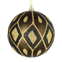 Vickerman 6" Gunmetal Matte Glitter Diamond Ball Ornament (3 pack)