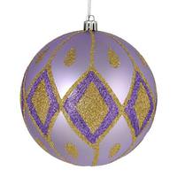 Vickerman 6" Lavender Matte Glitter Diamond Ball Ornament (3 pack)