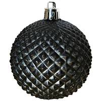 Vickerman 6" Black Durian Glitter Ball Ornament (4 pack)