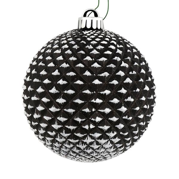 4" Black Durian Glitter Ball Ornament (6 pack)