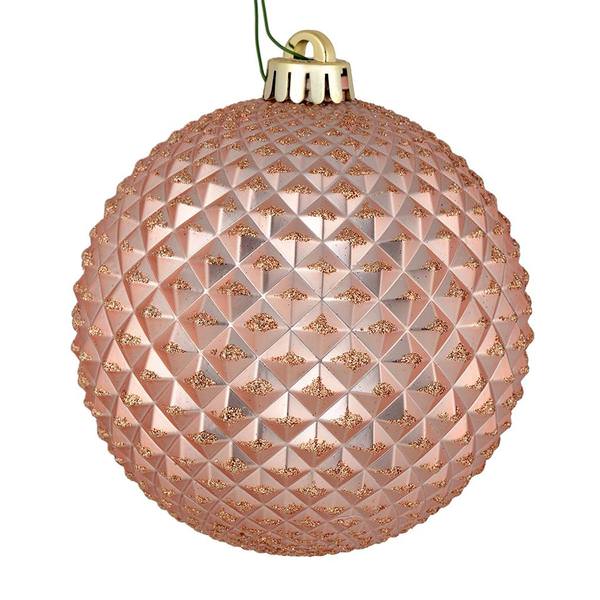 2.75" Rose Gold Durian Glitter Ball Ornament (12 pack)