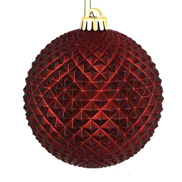 2.75" Burgundy Durian Glitter Ball Ornament (12 pack)