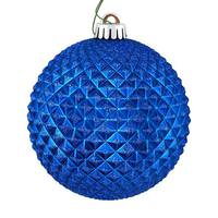 Vickerman 4" Blue Durian Glitter Ball Ornament (6 pack)
