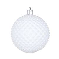 Vickerman 4" White Durian Glitter Ball Ornament (6 pack)