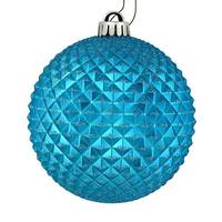 View 4" Turquoise Durian Glitter Ball Ornament (6 pack)