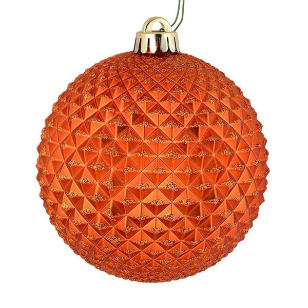 4" Burnished Orange Durian Glitter Ball Ornament (6 pack)
