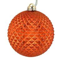 Vickerman 4" Burnished Orange Durian Glitter Ball Ornament (6 pack)