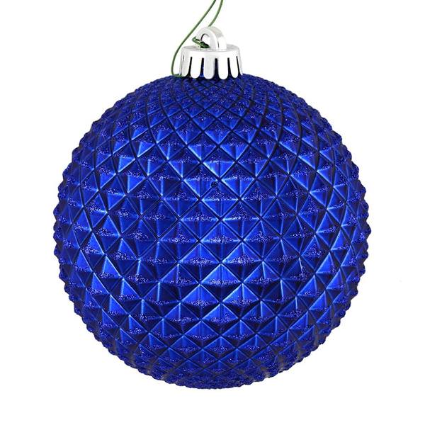 4" Cobalt Blue Durian Glitter Ball Ornament (6 pack)