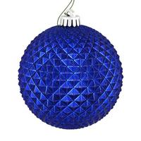 View 4" Cobalt Blue Durian Glitter Ball Ornament (6 pack)