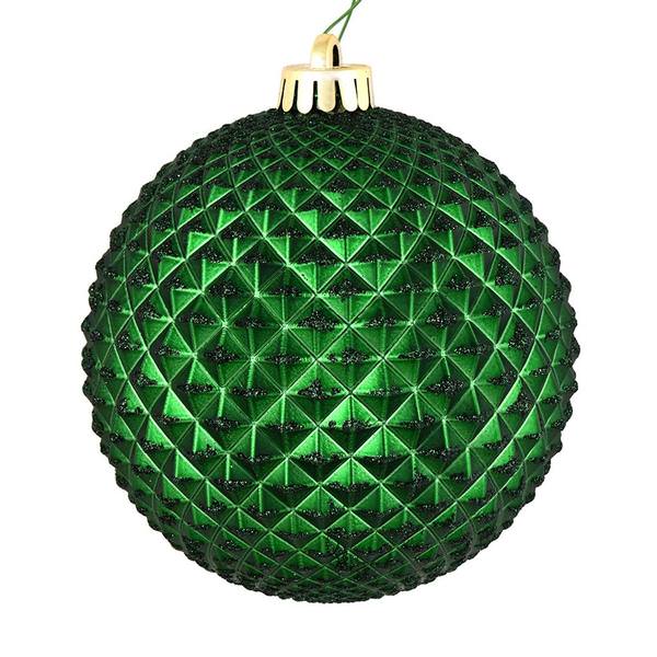 4" Emerald Durian Glitter Ball Ornament (6 pack)