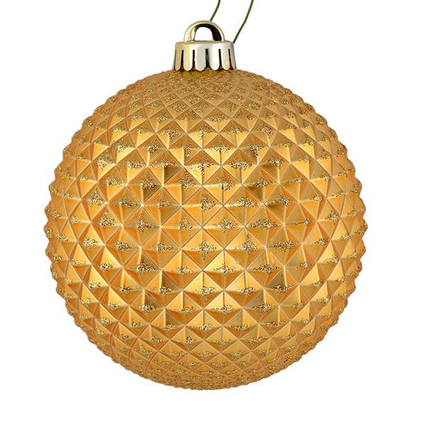 4" Copper / Gold Durian Glitter Ball Ornament (6 pack)