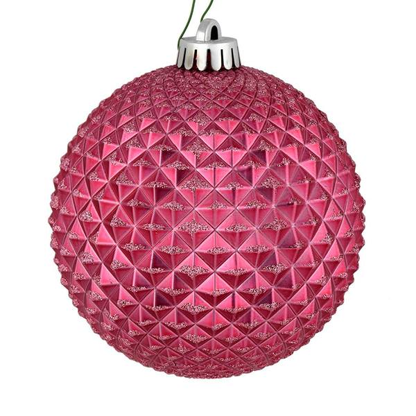 4" Mauve Durian Glitter Ball Ornament (6 pack)