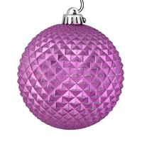 Vickerman 4" Orchid Durian Glitter Ball Ornament (6 pack)